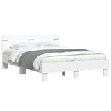 NNEVL Bed Frame with Headboard White 135x190 cm Engineered Wood