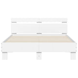 NNEVL Bed Frame with Headboard White 135x190 cm Engineered Wood