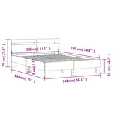 NNEVL Bed Frame with Headboard White 135x190 cm Engineered Wood