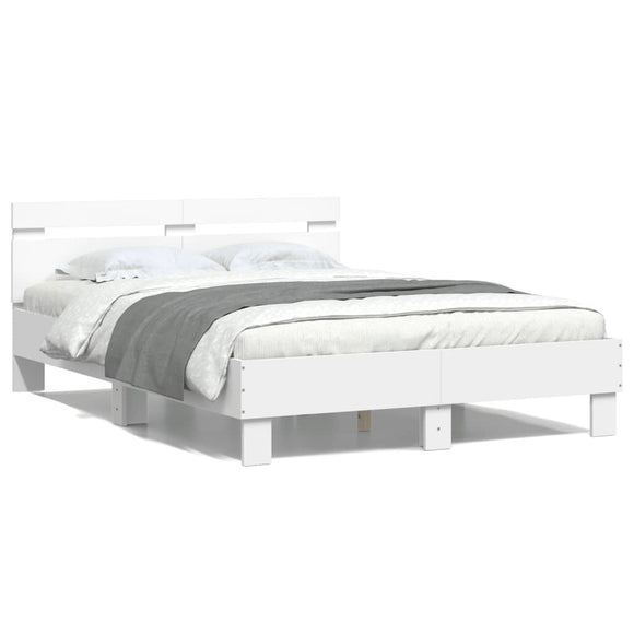 NNEVL Bed Frame with Headboard White 135x190 cm Engineered Wood