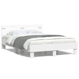 NNEVL Bed Frame with Headboard White 135x190 cm Engineered Wood