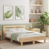 NNEVL Bed Frame with Headboard Sonoma Oak 135x190 cm Engineered Wood