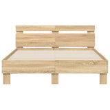 NNEVL Bed Frame with Headboard Sonoma Oak 135x190 cm Engineered Wood