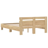 NNEVL Bed Frame with Headboard Sonoma Oak 135x190 cm Engineered Wood