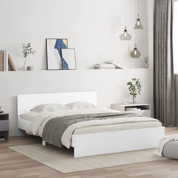 NNEVL Bed Frame with Headboard White 150x200 cm