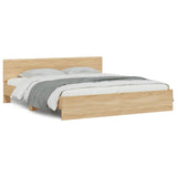 NNEVL Bed Frame with LED without Mattress Sonoma Oak 183x203 cm King