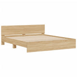 NNEVL Bed Frame with LED without Mattress Sonoma Oak 183x203 cm King