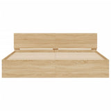 NNEVL Bed Frame with LED without Mattress Sonoma Oak 183x203 cm King
