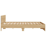 NNEVL Bed Frame with LED without Mattress Sonoma Oak 183x203 cm King