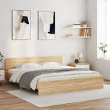 NNEVL Bed Frame with LED without Mattress Sonoma Oak 183x203 cm King