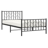 NNEVL Metal Bed Frame with Headboard and Footboard Black 107x203 cm