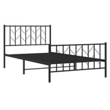 NNEVL Metal Bed Frame with Headboard and Footboard Black 107x203 cm