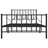 NNEVL Metal Bed Frame with Headboard and Footboard Black 107x203 cm
