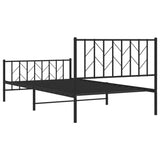 NNEVL Metal Bed Frame with Headboard and Footboard Black 107x203 cm