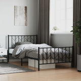 NNEVL Metal Bed Frame with Headboard and Footboard Black 107x203 cm