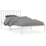 NNEVL Metal Bed Frame without Mattress with Headboard White 107x203 cm King Single