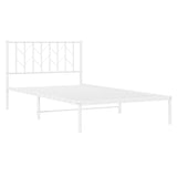 NNEVL Metal Bed Frame without Mattress with Headboard White 107x203 cm King Single