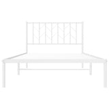 NNEVL Metal Bed Frame without Mattress with Headboard White 107x203 cm King Single