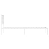 NNEVL Metal Bed Frame without Mattress with Headboard White 107x203 cm King Single