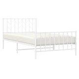 NNEVL Metal Bed Frame with Headboard and Footboard White 107x203 cm