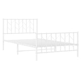 NNEVL Metal Bed Frame with Headboard and Footboard White 107x203 cm