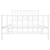 NNEVL Metal Bed Frame with Headboard and Footboard White 107x203 cm