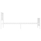 NNEVL Metal Bed Frame with Headboard and Footboard White 107x203 cm