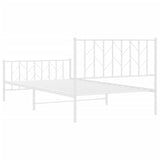 NNEVL Metal Bed Frame with Headboard and Footboard White 107x203 cm
