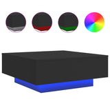 NNEVL Coffee Table with LED Lights Black 80x80x31 cm