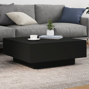NNEVL Coffee Table with LED Lights Black 80x80x31 cm