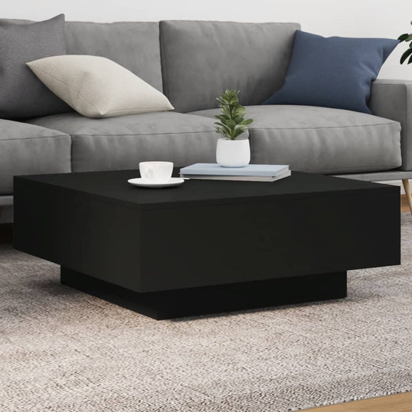 NNEVL Coffee Table with LED Lights Black 80x80x31 cm