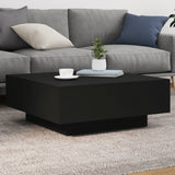 NNEVL Coffee Table with LED Lights Black 80x80x31 cm