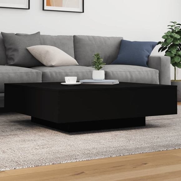 NNEVL Coffee Table with LED Lights Black 100x100x31 cm