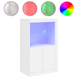 NNEVL Side Cabinet with LED Lights White Engineered Wood