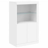NNEVL Side Cabinet with LED Lights White Engineered Wood