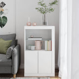 NNEVL Side Cabinet with LED Lights White Engineered Wood