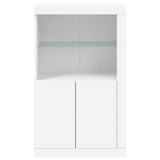 NNEVL Side Cabinet with LED Lights White Engineered Wood