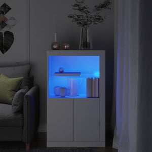 NNEVL Side Cabinet with LED Lights White Engineered Wood