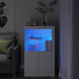 NNEVL Side Cabinet with LED Lights White Engineered Wood