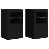 NNEVL Side Cabinets with LED Lights 2 pcs Black Engineered Wood