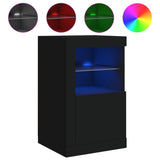 NNEVL Side Cabinets with LED Lights 2 pcs Black Engineered Wood
