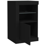 NNEVL Side Cabinets with LED Lights 2 pcs Black Engineered Wood
