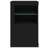 NNEVL Side Cabinets with LED Lights 2 pcs Black Engineered Wood