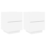 NNEVL Bedside Cabinets with LED Lights 2 pcs White Engineered Wood