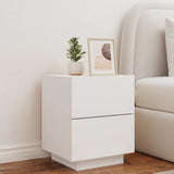 NNEVL Bedside Cabinets with LED Lights 2 pcs White Engineered Wood