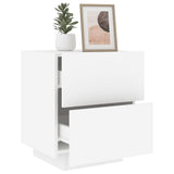 NNEVL Bedside Cabinets with LED Lights 2 pcs White Engineered Wood
