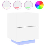 NNEVL Bedside Cabinets with LED Lights 2 pcs White Engineered Wood