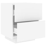 NNEVL Bedside Cabinets with LED Lights 2 pcs White Engineered Wood