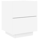 NNEVL Bedside Cabinets with LED Lights 2 pcs White Engineered Wood