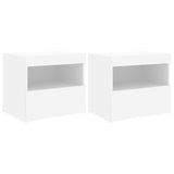 NNEVL Bedside Cabinets with LED Lights 2 pcs White 50x40x45 cm